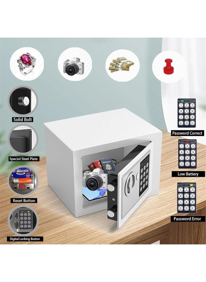 AoMige Small Home Safe,Digital Money Electronic Safe Box w/Pass Code Keypad & Keys for Hotel Office Buiness,Hidden Wall Security Safe Box for Valuable Cash Money Jewelry Documents (White, 6.7L) - Image 2